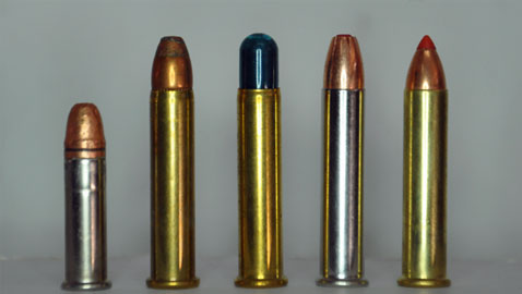 Left to Right, CCI 22LR Stinger, Winchester .22WMR, CCI .22 WMR shot shell and Hornady .22 WMR Critical Defense and V-Max