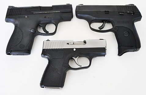 S&W Shield compared to the Ruger LC9s (Top Right) and Kahr PM9 (Bottom)