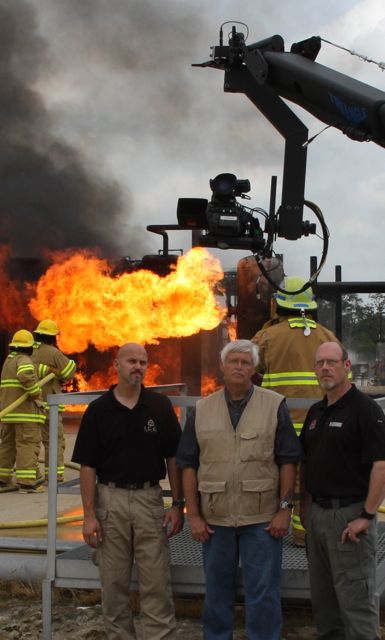 Taping an opening at the Industrial Fire Simulator....