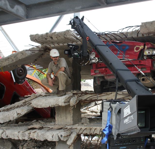 This garage area is a specific recreation of damage done during the first attack on the Twin Towers.