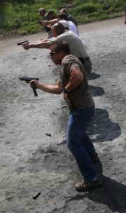 Tony Blauer, founder of the S.P.E.A.R. System, on the firing line in his first 2 day pistol course.