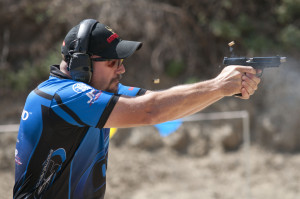 Mike Seeklander shooting the Steel Challenge