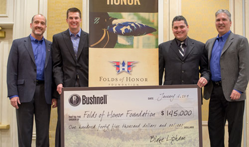 L to R: Ben Leslie, Folds of Honor, Phil Gyori, Bushnell, Major Ed Pulido, Folds of Honor and Blake Lipham, Bushnell