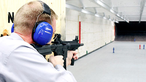 American Hunter's John Draper starts the NRA 3-gun course with a .22 rifle