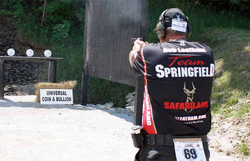 Rob Leatham shoots the Falling Plate Event at the 2012 MidwayUSA & NRA Bianchi Cup