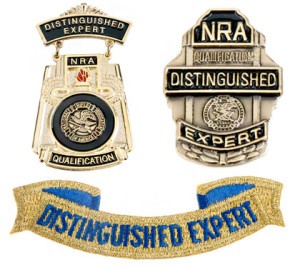 Distinguished Expert pins and rockers from the Winchester/NRA Marksmanship Qualification Program