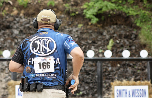 Larry Houck of Team FNH USA shoots the MidwayUSA & NRA Bianchi Cup's Falling Plate Event