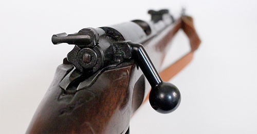 View of a Mauser Training Rifle from the bolt captured by American forces in World War II