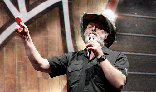 Ted Nugent addressing the crowd at the NRA Convention in Houston, Texas
