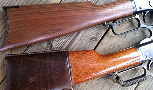 Here's the wood comparison between the 73 (on top) and my match Uberti.