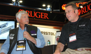 Michael Bane and George Harris doing a presentation at the Ruger booth.