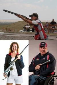 USA Shooting's First Shots Athlete Ambassadors including 2012 Women's Skeet National Champion Jaiden Grinnell (top), 2012 Olympian Amanda Furrer (bottom left), and Eric Hollen, 2012 Paralympian.
