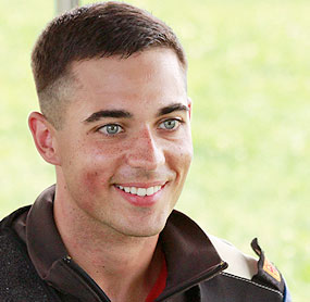 Joseph Hall smiling during the NRA Smallbore 3-Position Rifle Championship