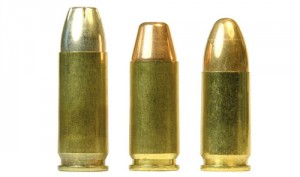 9x23mm Winchester (left) compared with 9×21mm (center) and 9×19mm Parabellum (right)